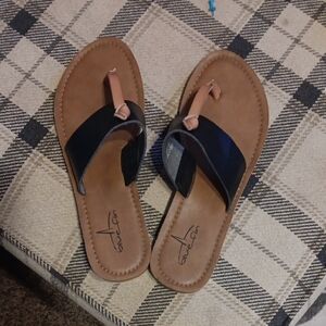 Elegant Black and Tan Sandals